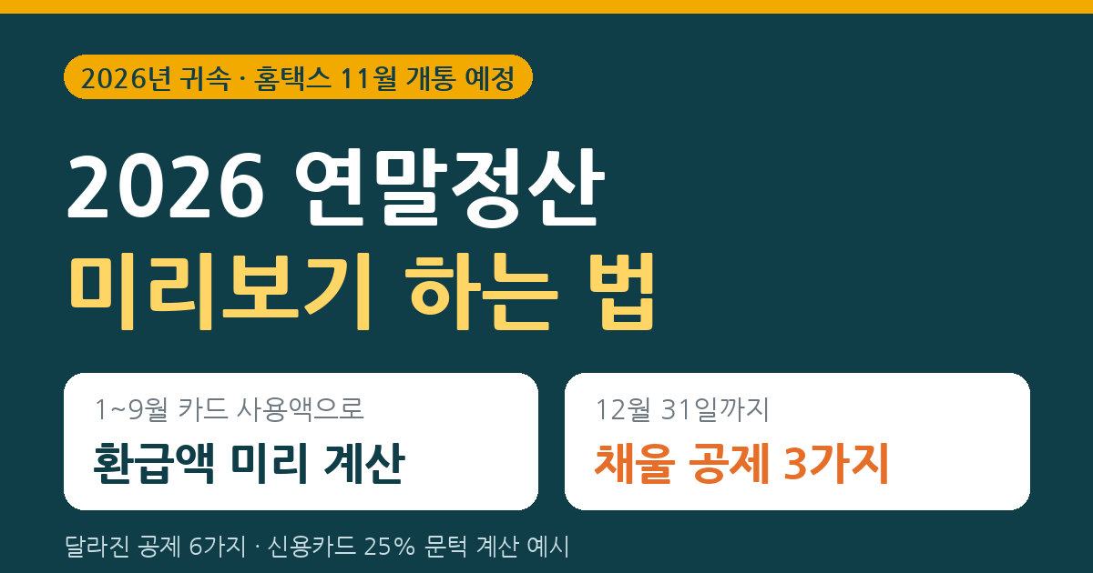 2026 연말정산 미리보기 하는 법 1~9월 카드 사용액으로 환급액 계산 12월에 채울 공제 3가지