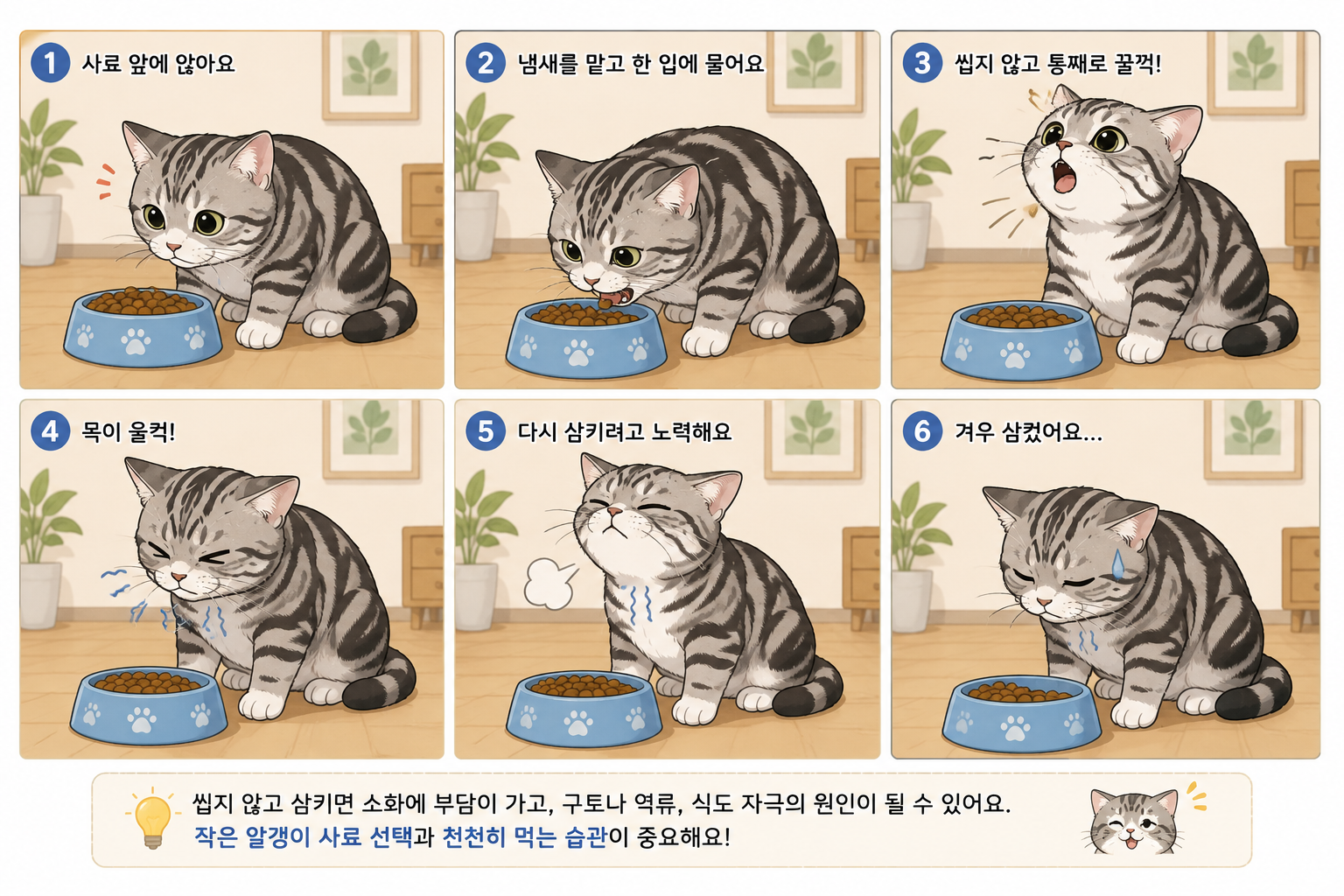 고양이 사료 삼킴 관찰