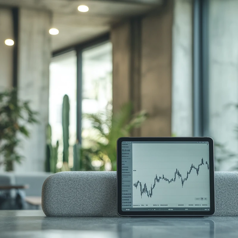 현대적 오피스에서 기술 성장으로 촉진된 S&P500 투자 상황을 나타내는 디지털 상승 그래프는 혁신적이고 정확한 투자 분석을 뒷받침한다.