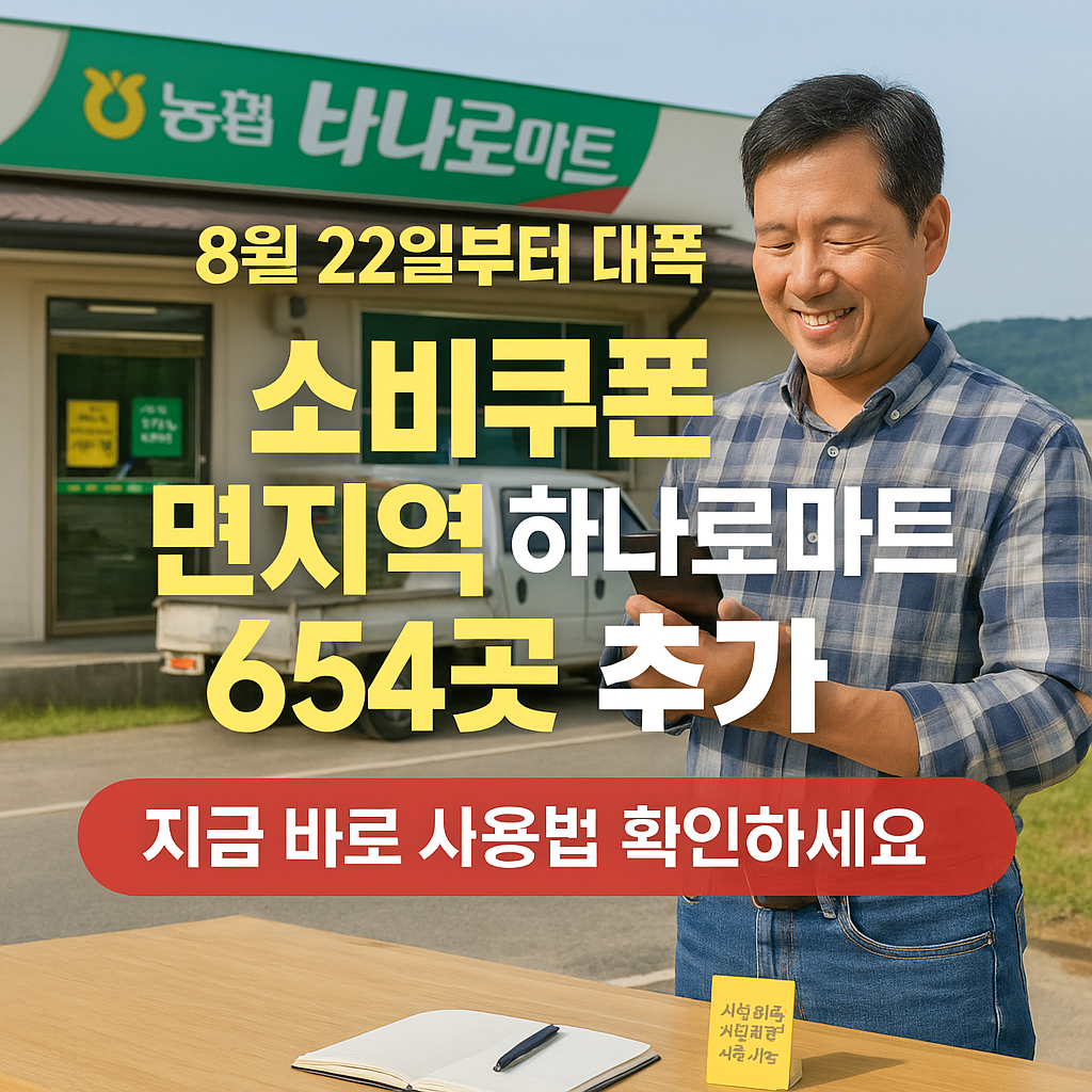 8월 22일 소비쿠폰 확대, 면지역 사용법 완전 공략 (출처 : 행정안전부)