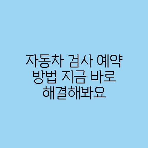 자동차 검사 예약 방법 지금 바로 해결해봐요