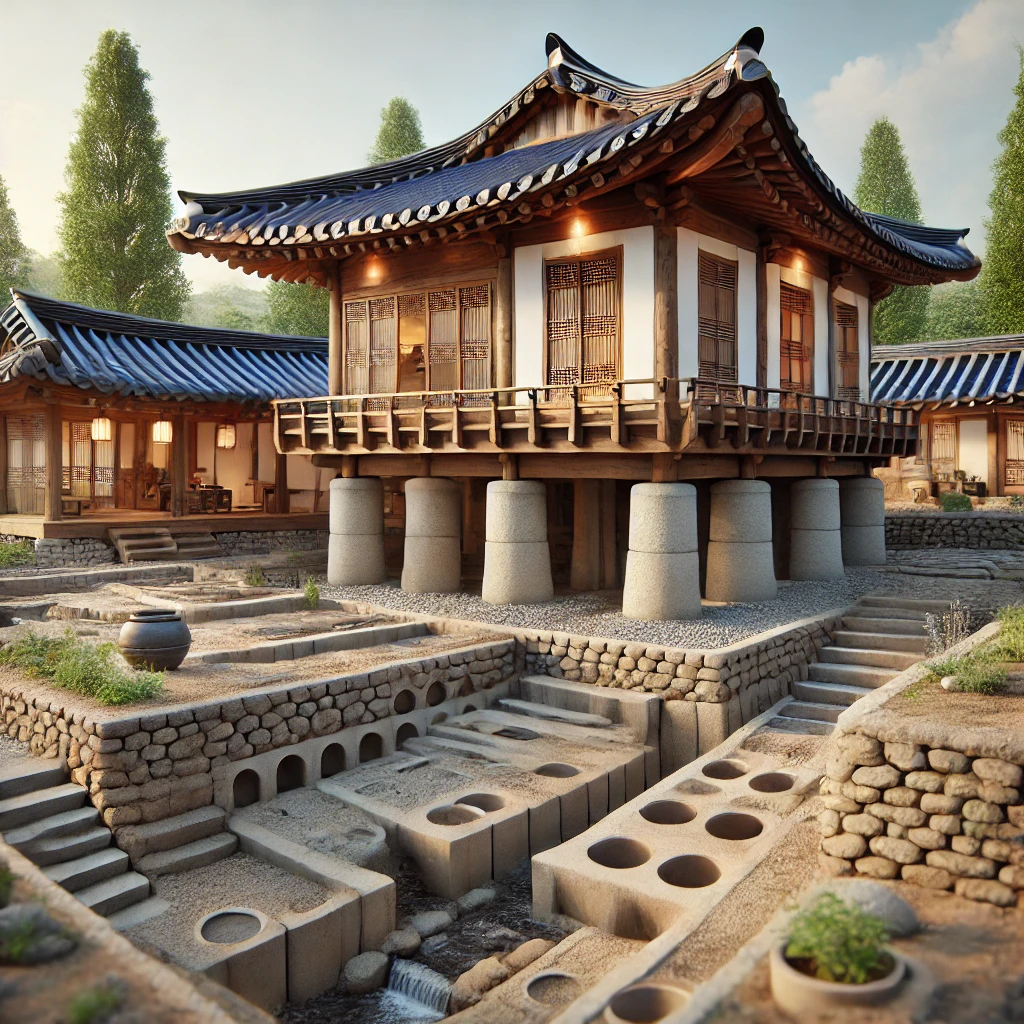 한옥의 기단: 축조 방법, 배수 체계, 구조적 특성에 관한 글의 이해를 돕기 위한 사진