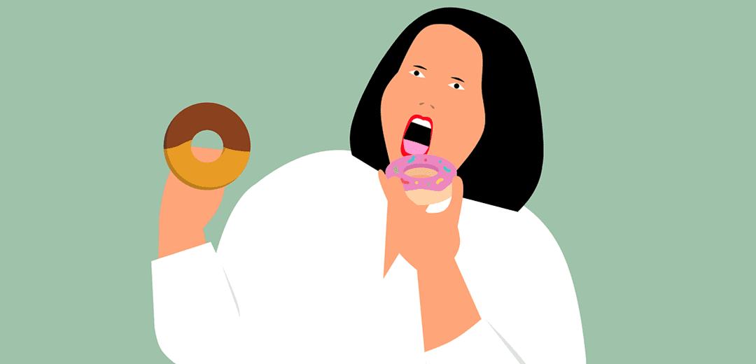 도너츠를 먹고 있는 여성