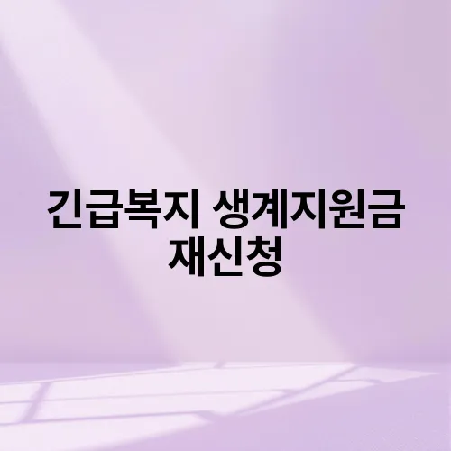 긴급복지 생계지원금 재신청