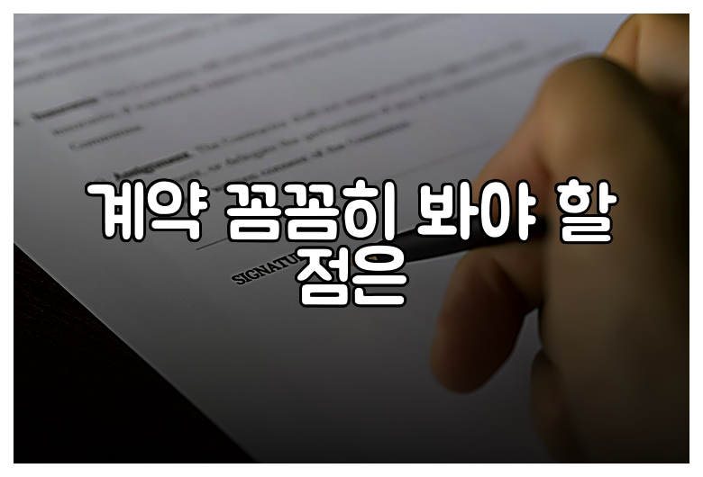 계약 꼼꼼히 봐야 할 점은