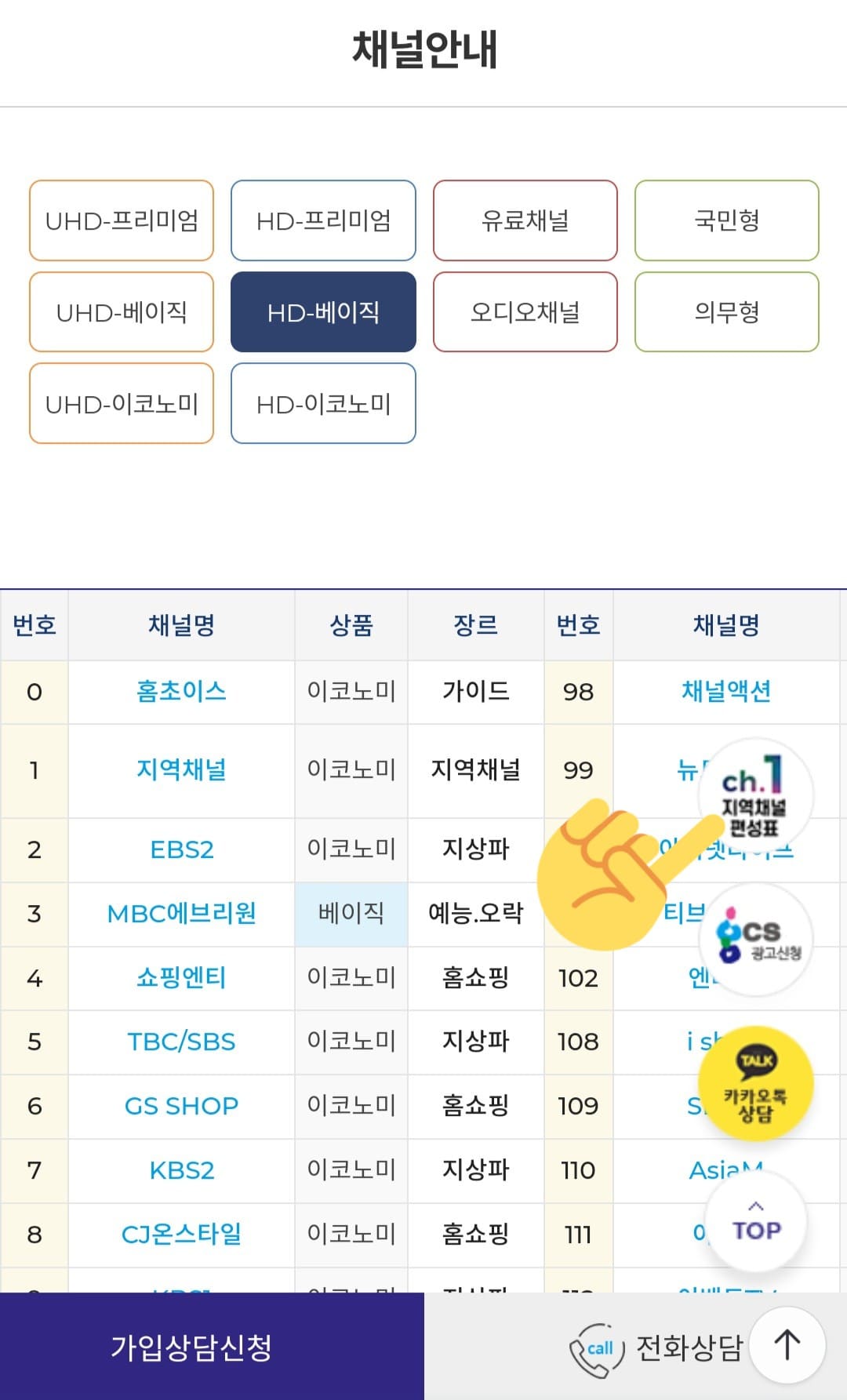 GCS푸른방송-채널번호-및-편성표-확인-방법-안내-이어서,-지역채널-편성표-확인-방법도-매우-쉽고-간단한데요.-채널-안내-페이지의-오른쪽-중간을-보면-CH.1-지역채널-편성표-아이콘이-보이는데-클릭하면-지역채널-편성-안내-페이지로-이동합니다.