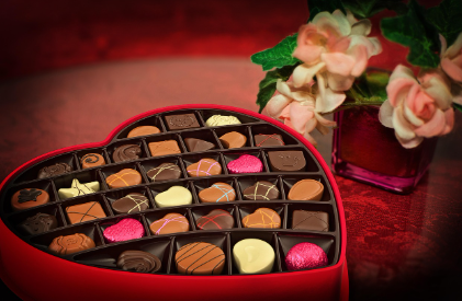 하트 상자의 초콜릿들