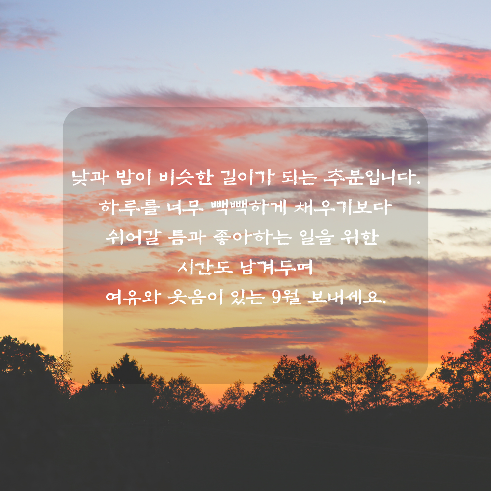 9월 추분 인사말 - 가을 저녁의 음악과 독서