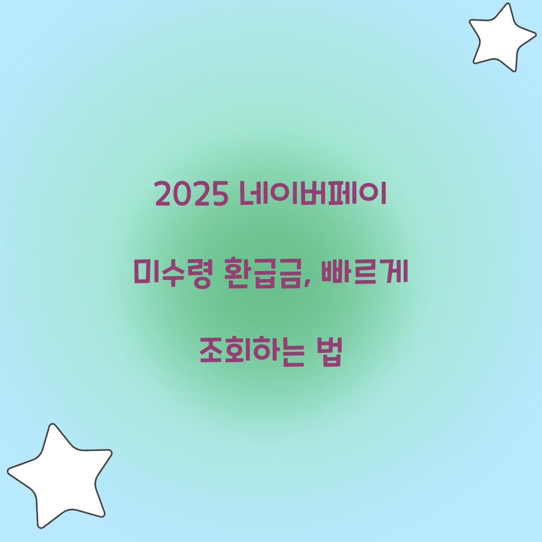 2025 네이버페이 미수령 환급금