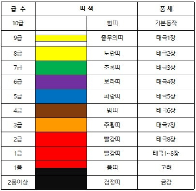 태권도띠 규정