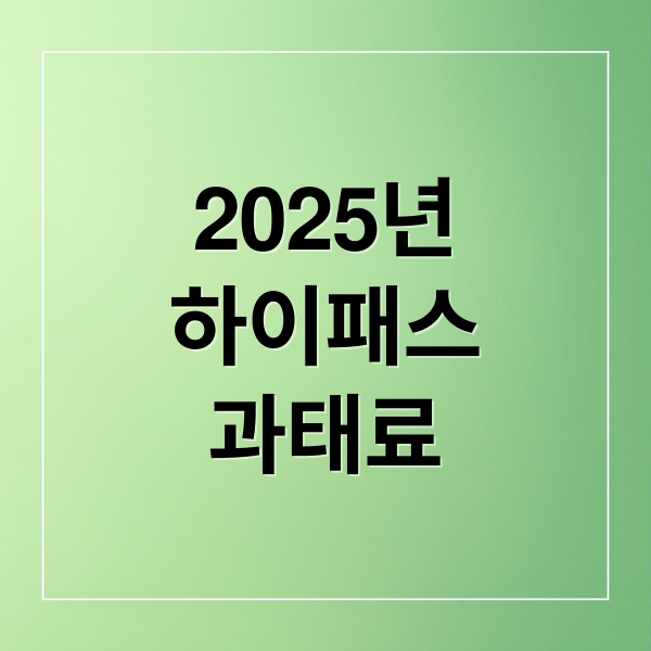2025 하이패스 미납 과태료 강화내용