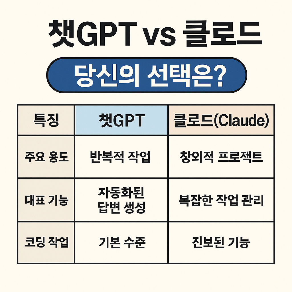 챗지피티 클로드 차이점