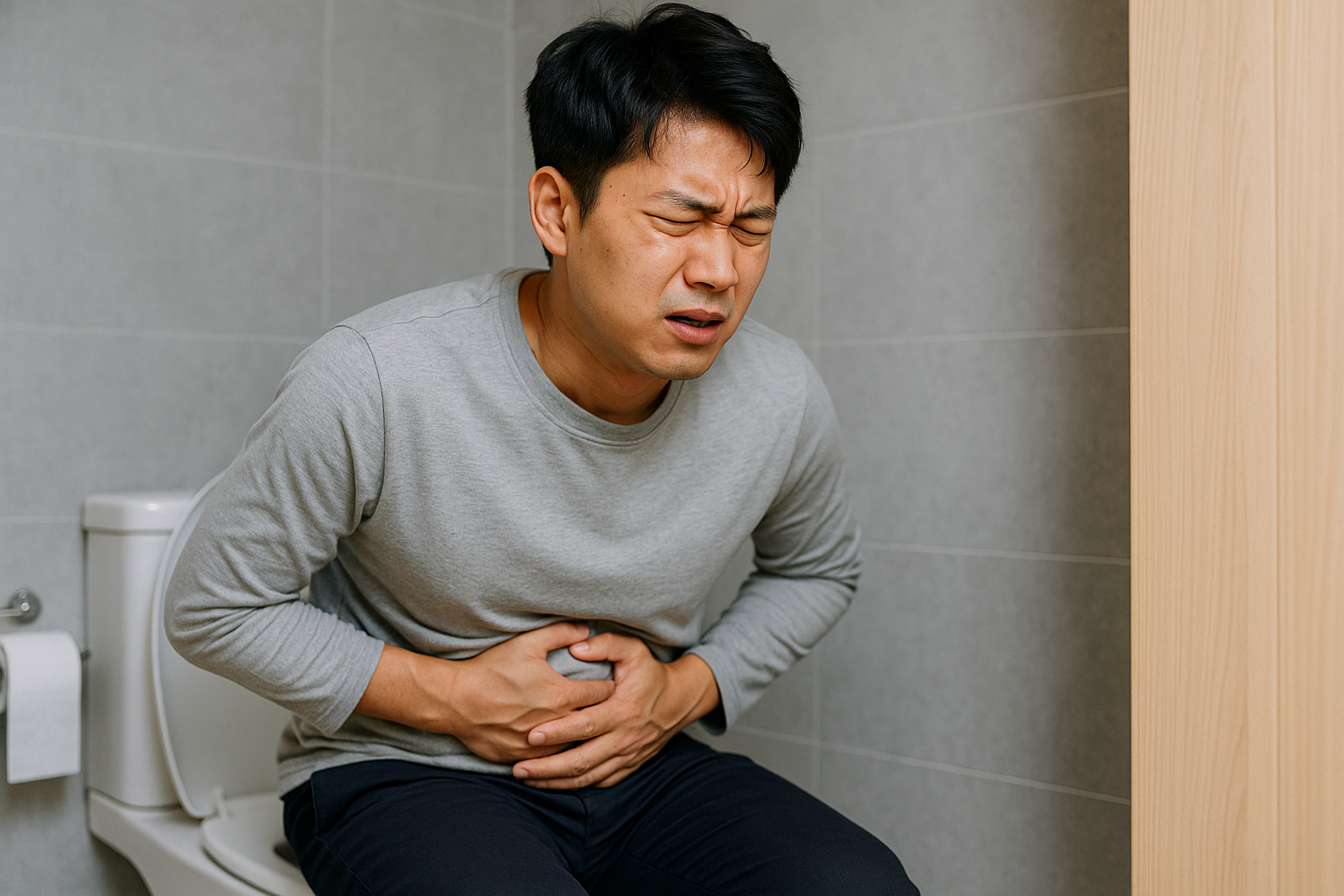 대변으로 배가 아픈 사진