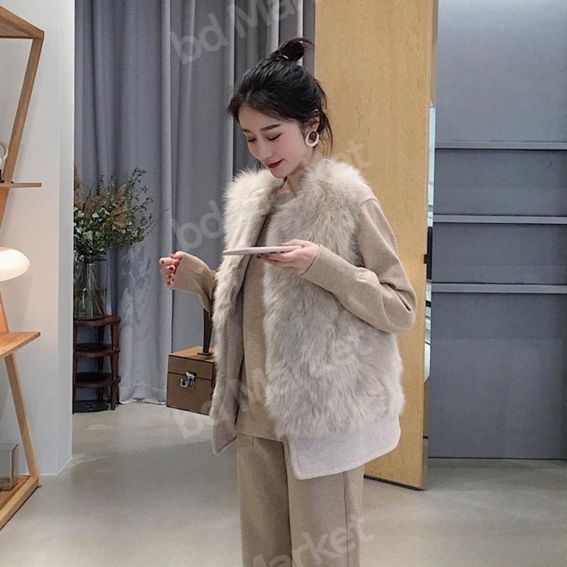 퍼 폭스퍼베스트 토끼털 인조밍크조끼 롱퍼