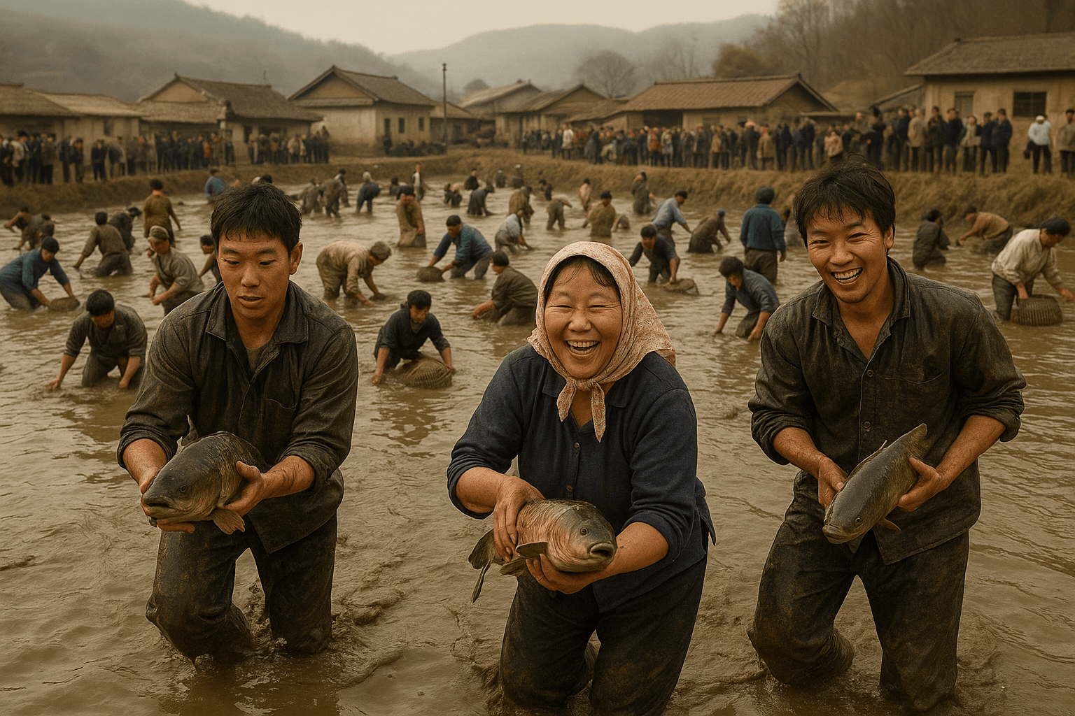개발로 사라진 저수지 마을의 물고기 잡기 잔치 이야기
