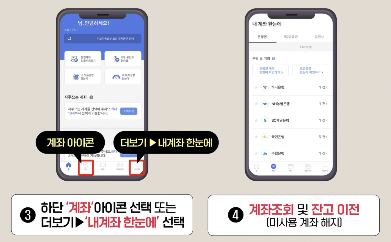 예금찾는방법