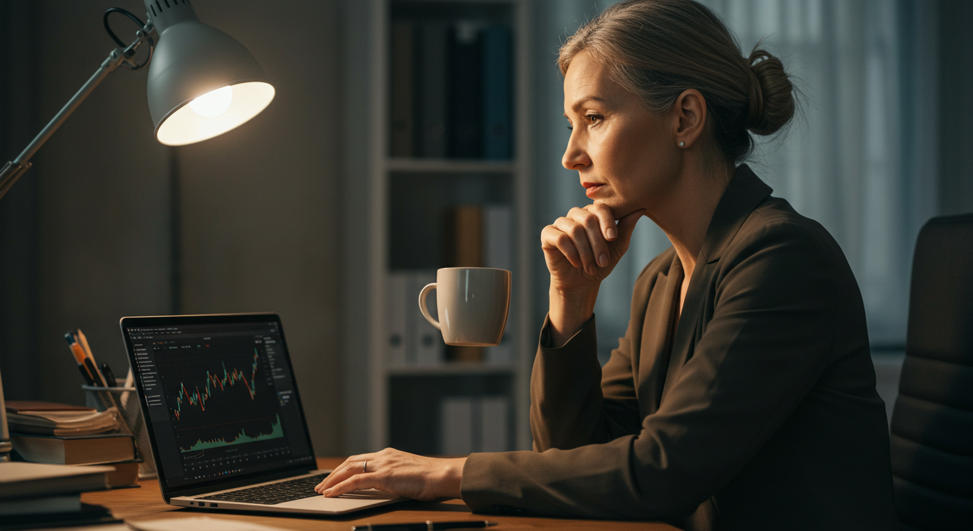 QYLD ETF 분석 중인 개인 투자자의 일상적인 모습