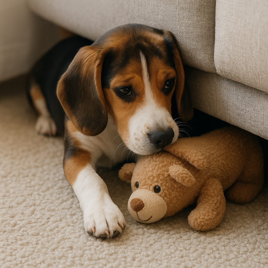 장난감 숨기는 강아지