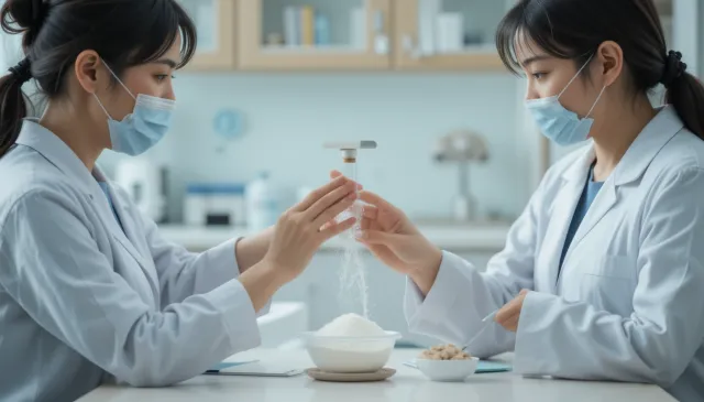 가족 건강 위해 앨부민 파우더 계량하는 모습