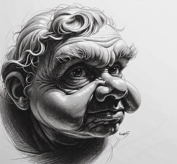 심술쟁이 얼굴 표현 연필 드로잉