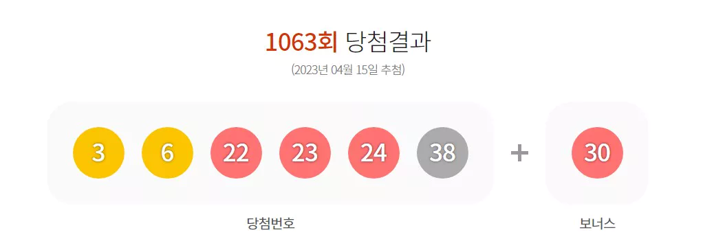 1063ํ ๋น์ฒจ๊ฒฐ๊ณผ