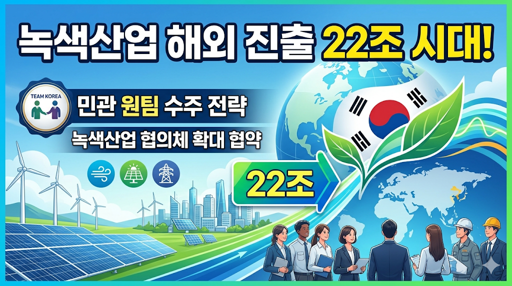 녹색산업 협의체 확대 및 민관 원팀 수주 전략: 녹색산업 해외 진출 22조 시대!