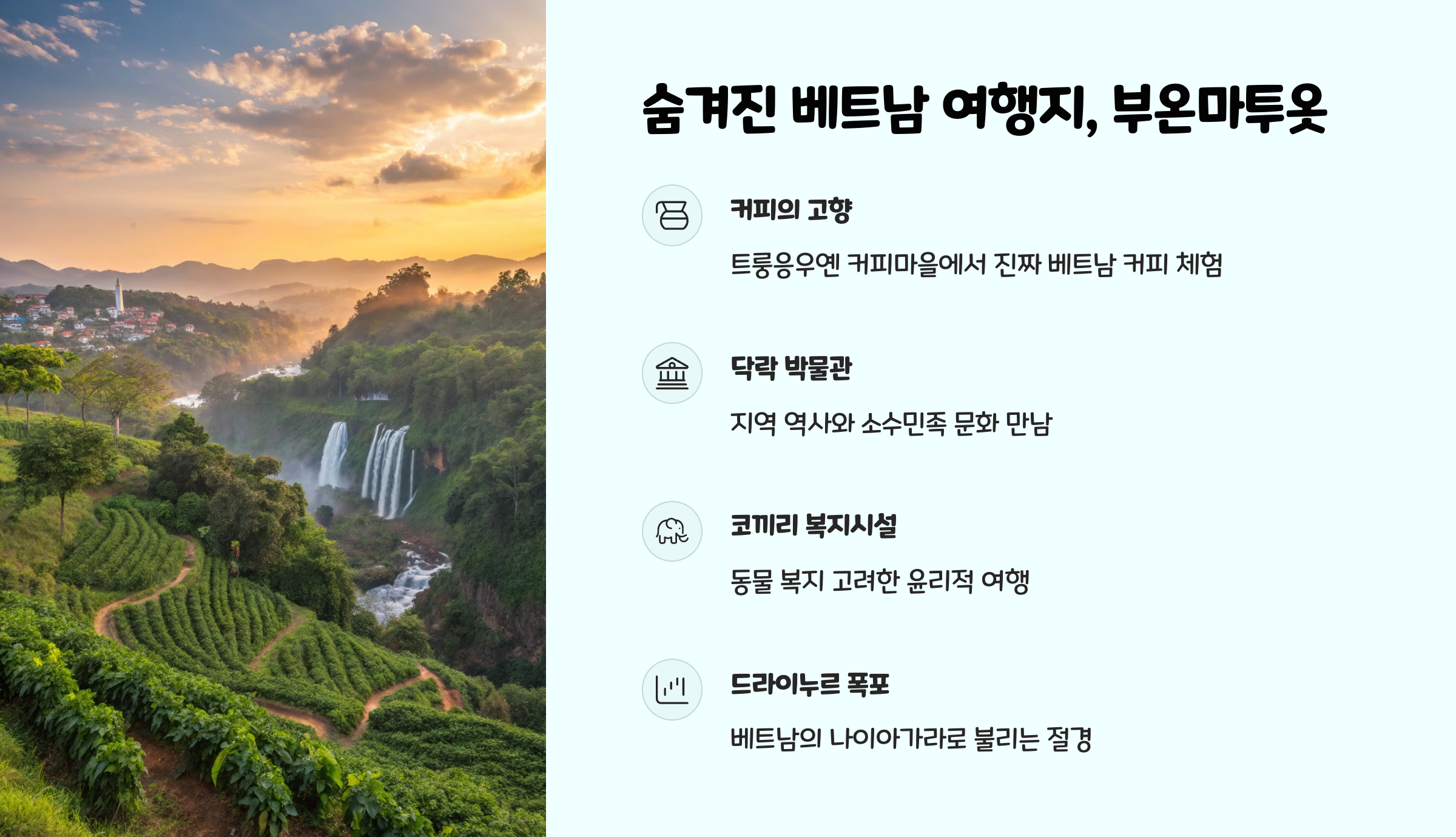 베트남 여행지 부온마투옷 진짜커피와 드라이누르 폭포