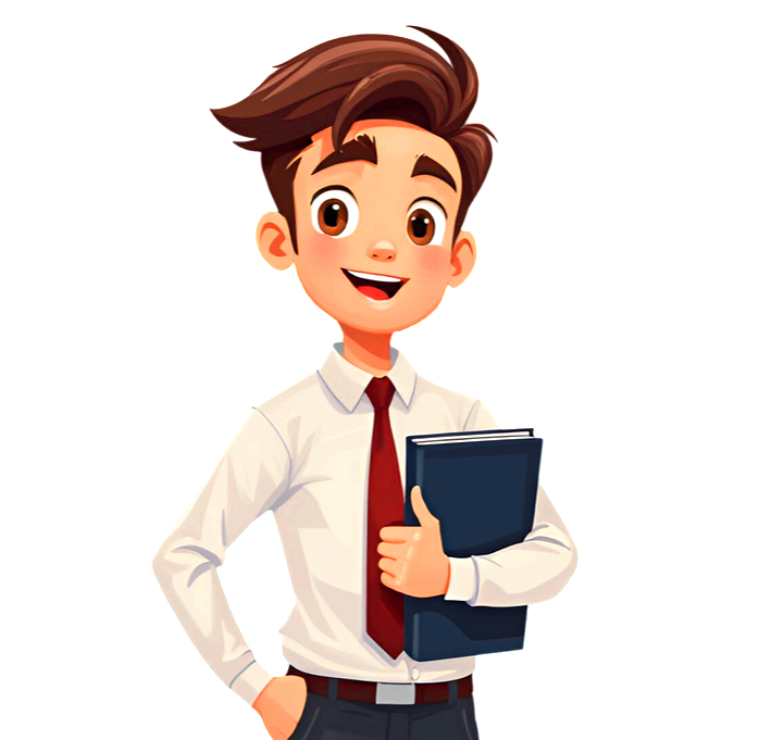 젊은 남자가 하얀 와이셔츠와 검정 바지를 입고 남색 결재서류판을 왼손에 든채 서 있다.