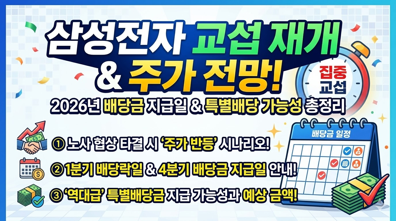 삼성전자 교섭 재개와 주가 전망! 2026년 배당금 지급일 및 특별배당 잭팟 가능성