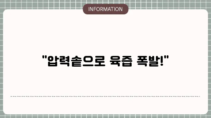 압력솥 무수분 삼운 수육 맛있어!