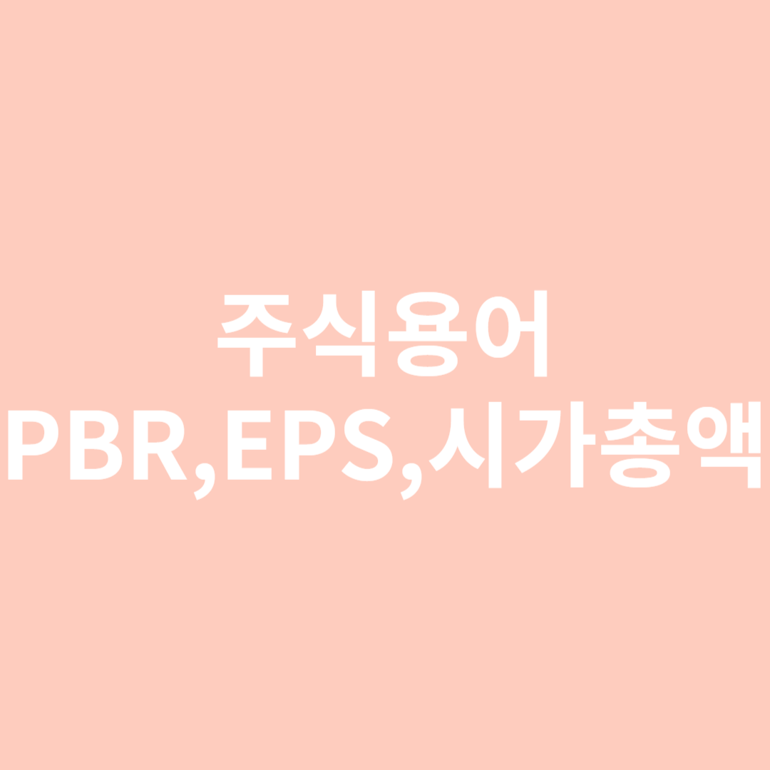 주식용어 PBR EPS 시가총액
