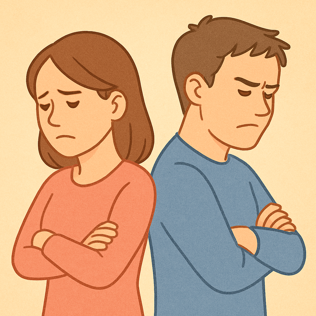 서로 등 돌리고 있는 부부