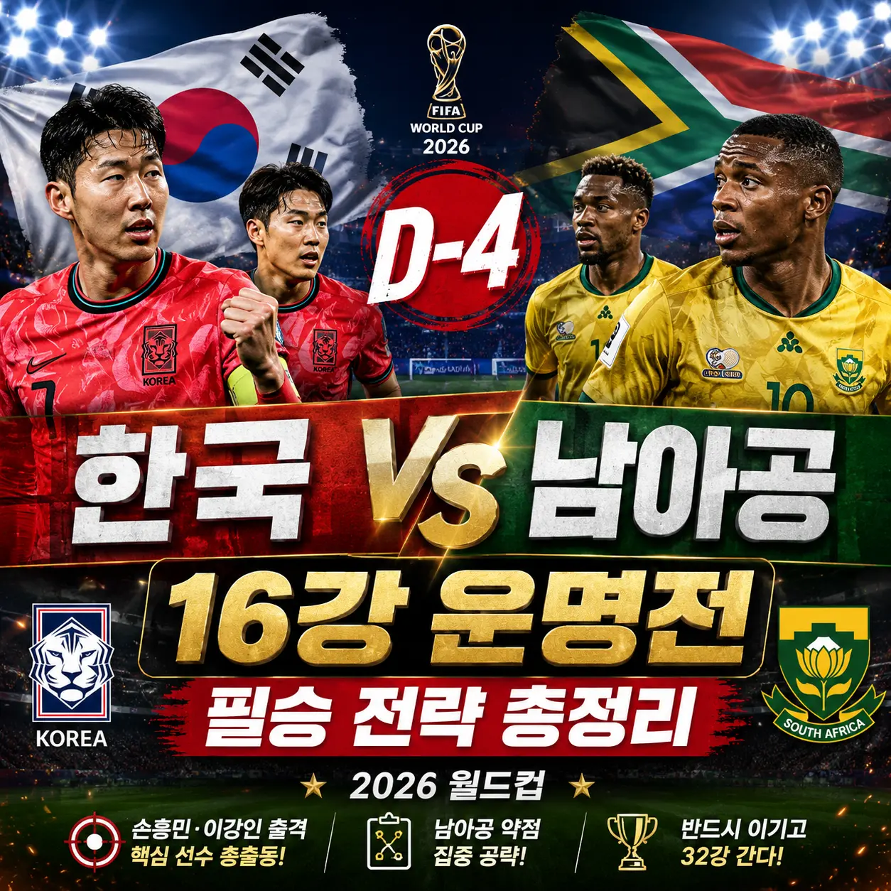 한국 남아공 D-4 &mdash; 무승부도 32강 확정&middot;즈와네 징계&middot;필승 전략 총정리 2026 월드컵