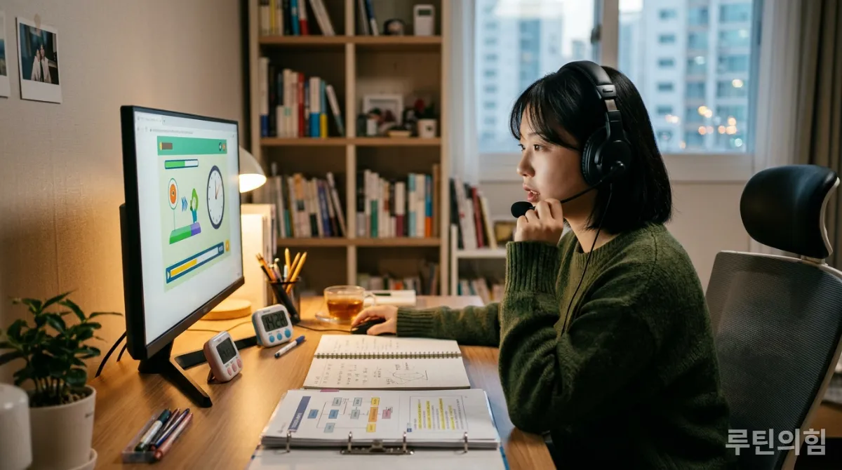 토익스피킹 시험을 준비하는 한국인 수험생