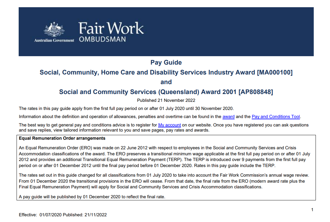 social and community services pay rate