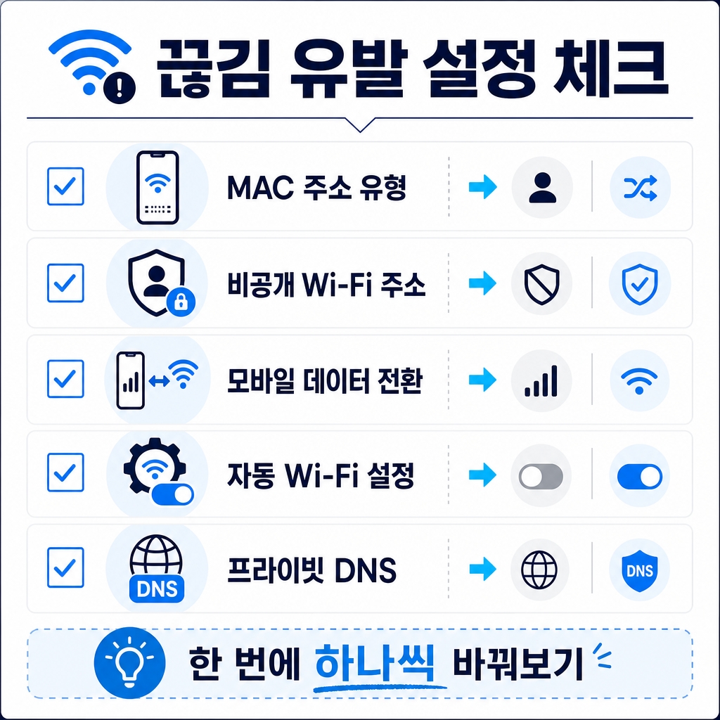 끊김을 만드는 와이파이 설정 항목