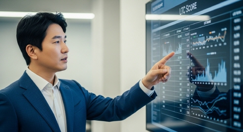 장기요양 점수표를 손으로 가리키는 장면