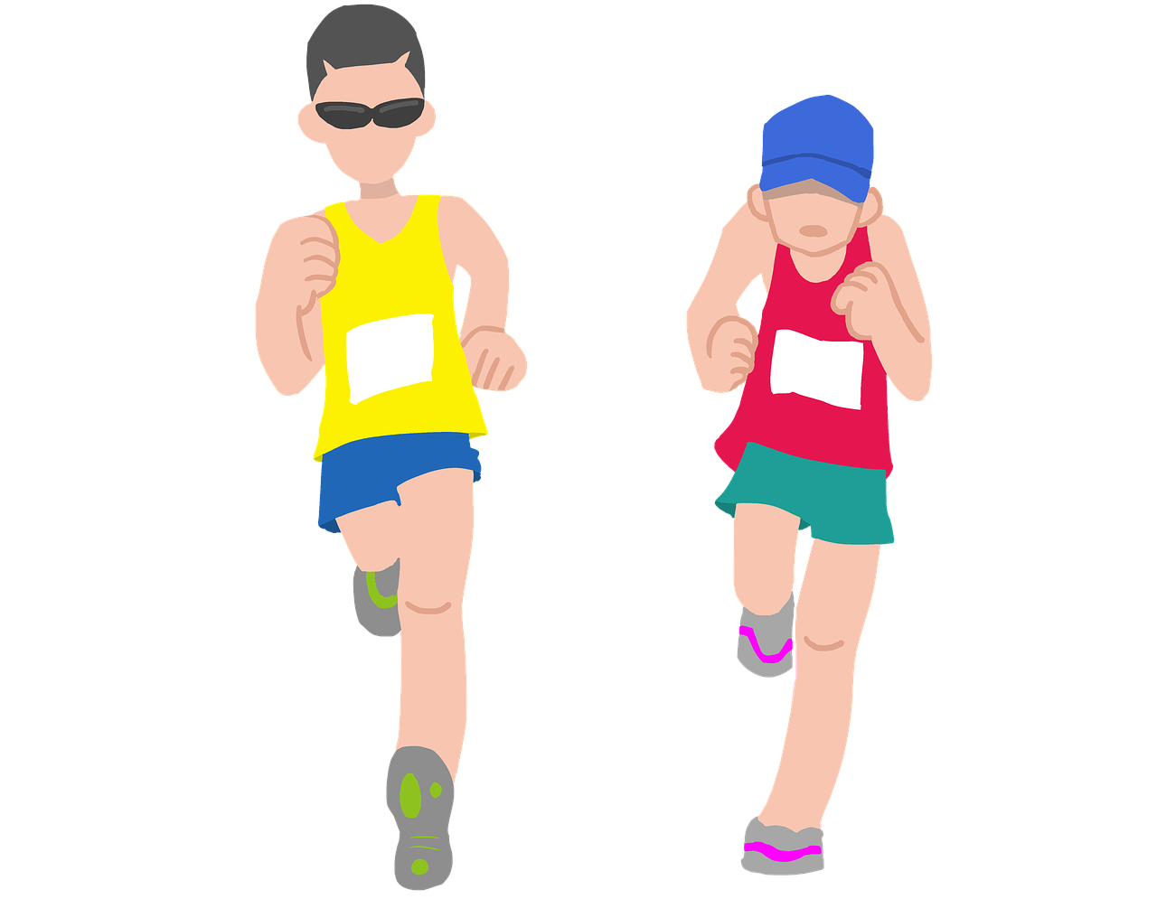 두 사람이 나란히 천천히 달리고있는 그림