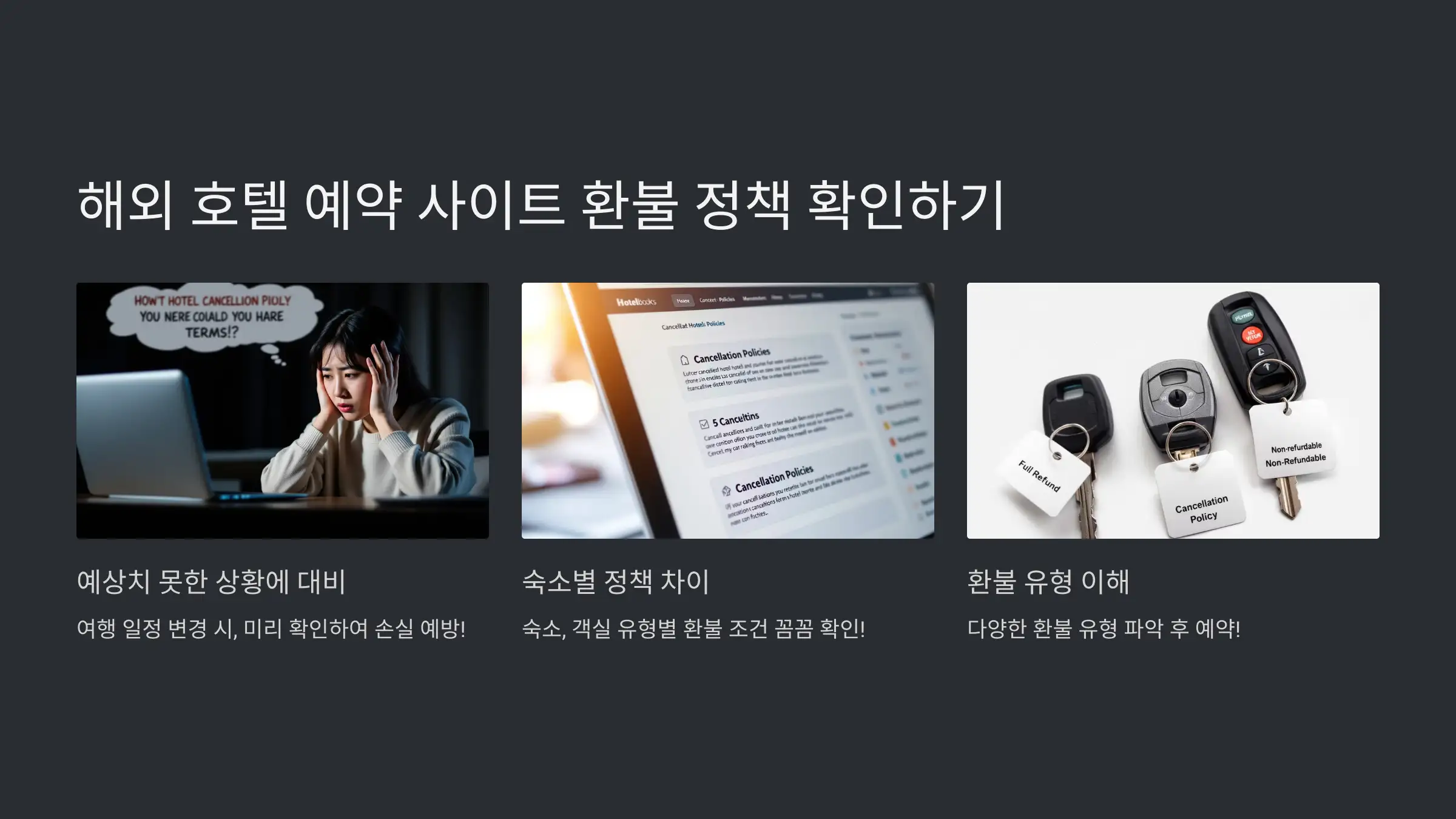 해외 호텔 예약 사이트의 환불 정책 확인하기