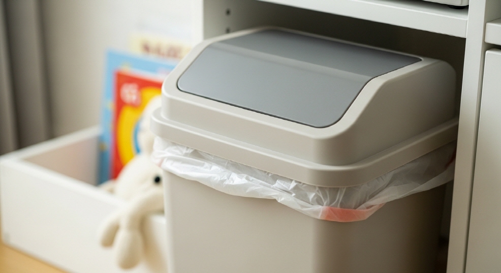 아이 방 휴지통 클로즈업