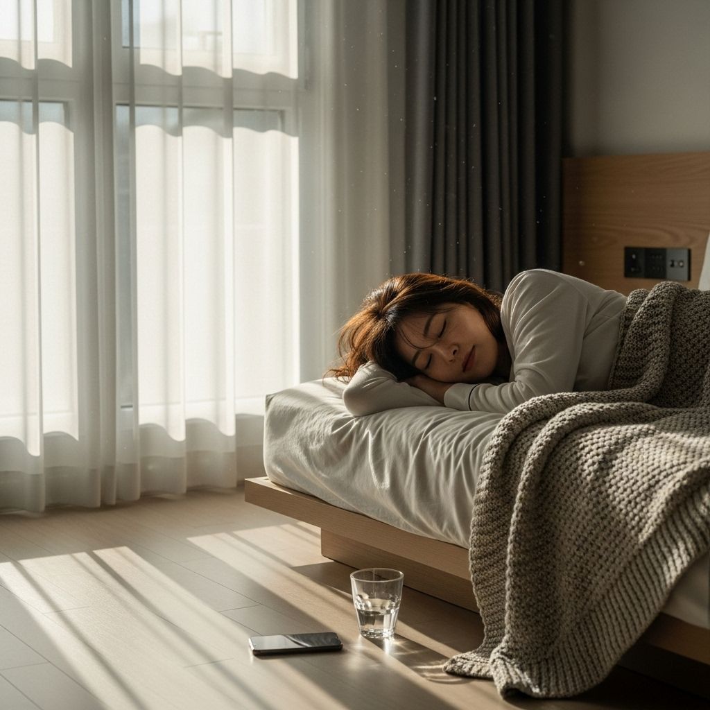 심야 약국3&amp;#44; 침대에서 잠을 청하고 있는 여성