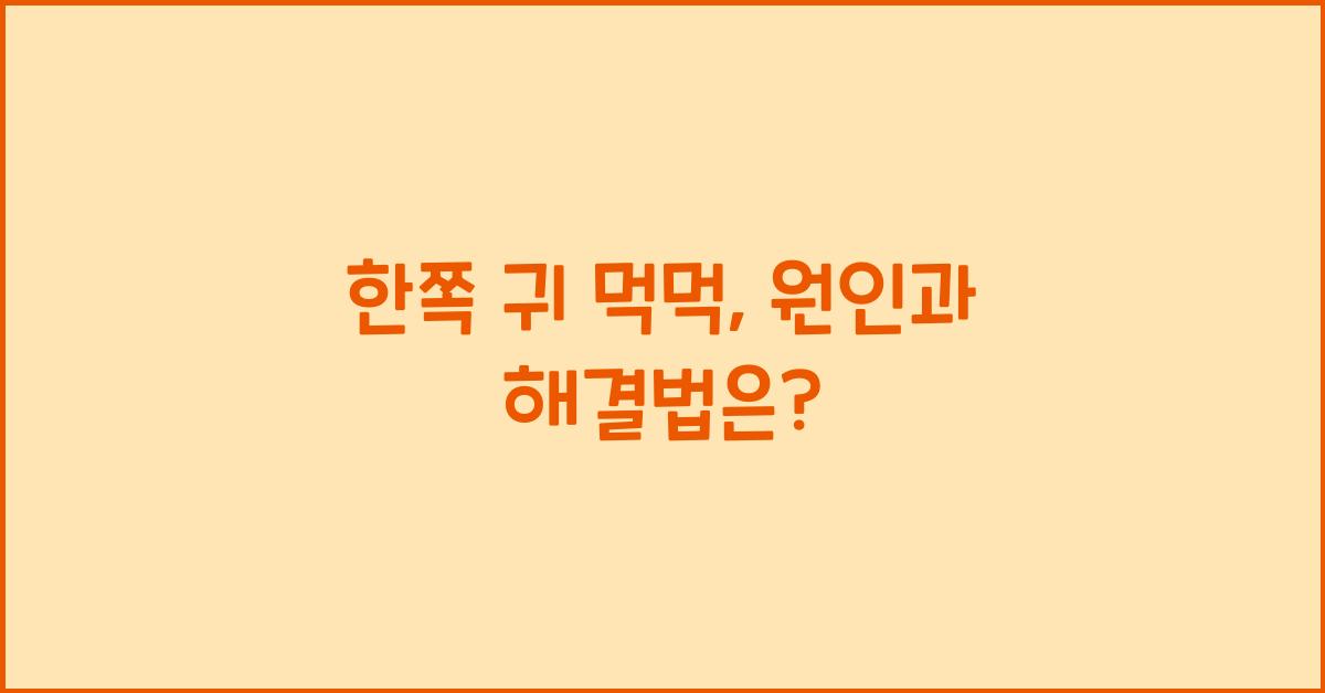 한쪽 귀 먹먹