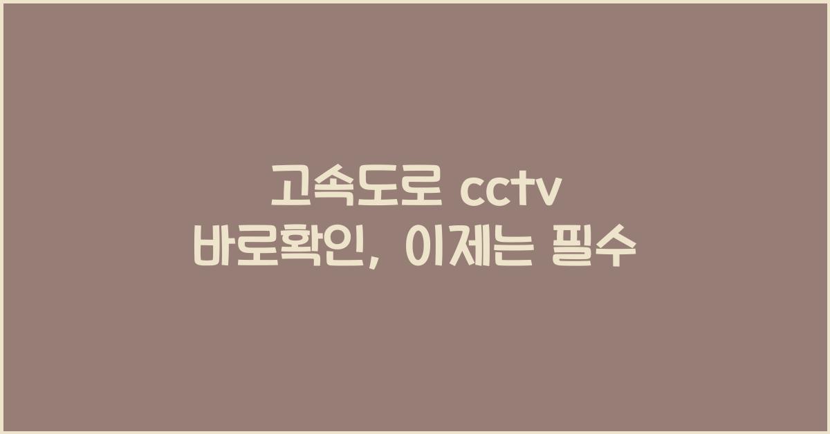 고속도로 cctv 바로확인