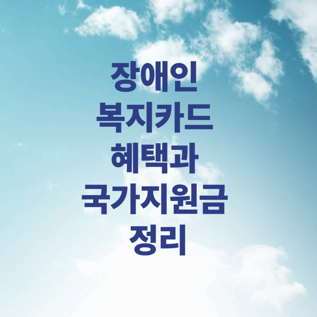 장애인 복지카드 혜택과 국가지원금 정리