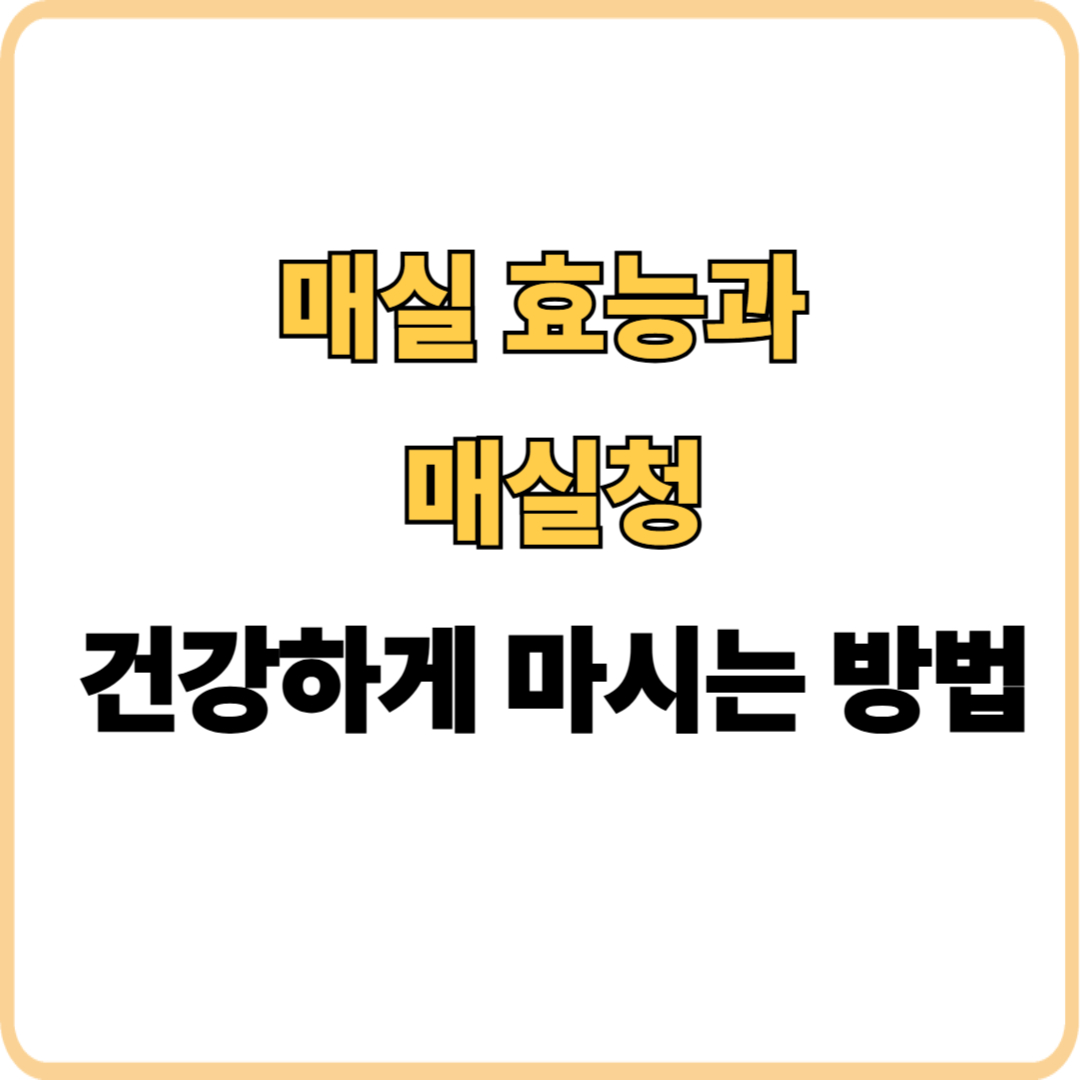매실 효능과 매실청 건강하게 마시는 방법