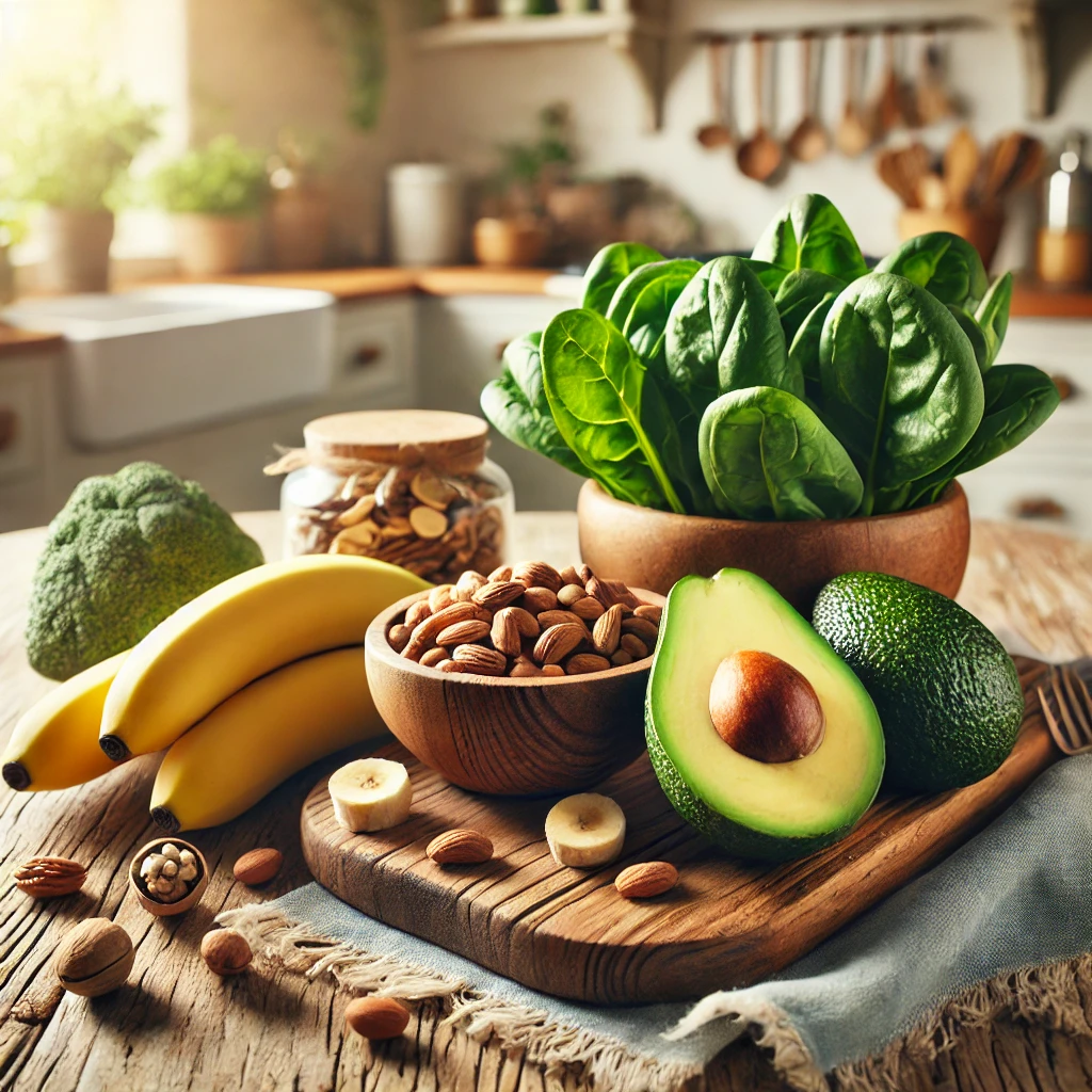 아보카도-견과류-바나나-시금치가-있는-식탁