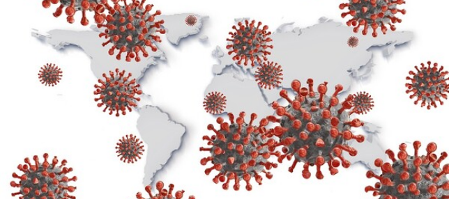 세계지도위-바이러스