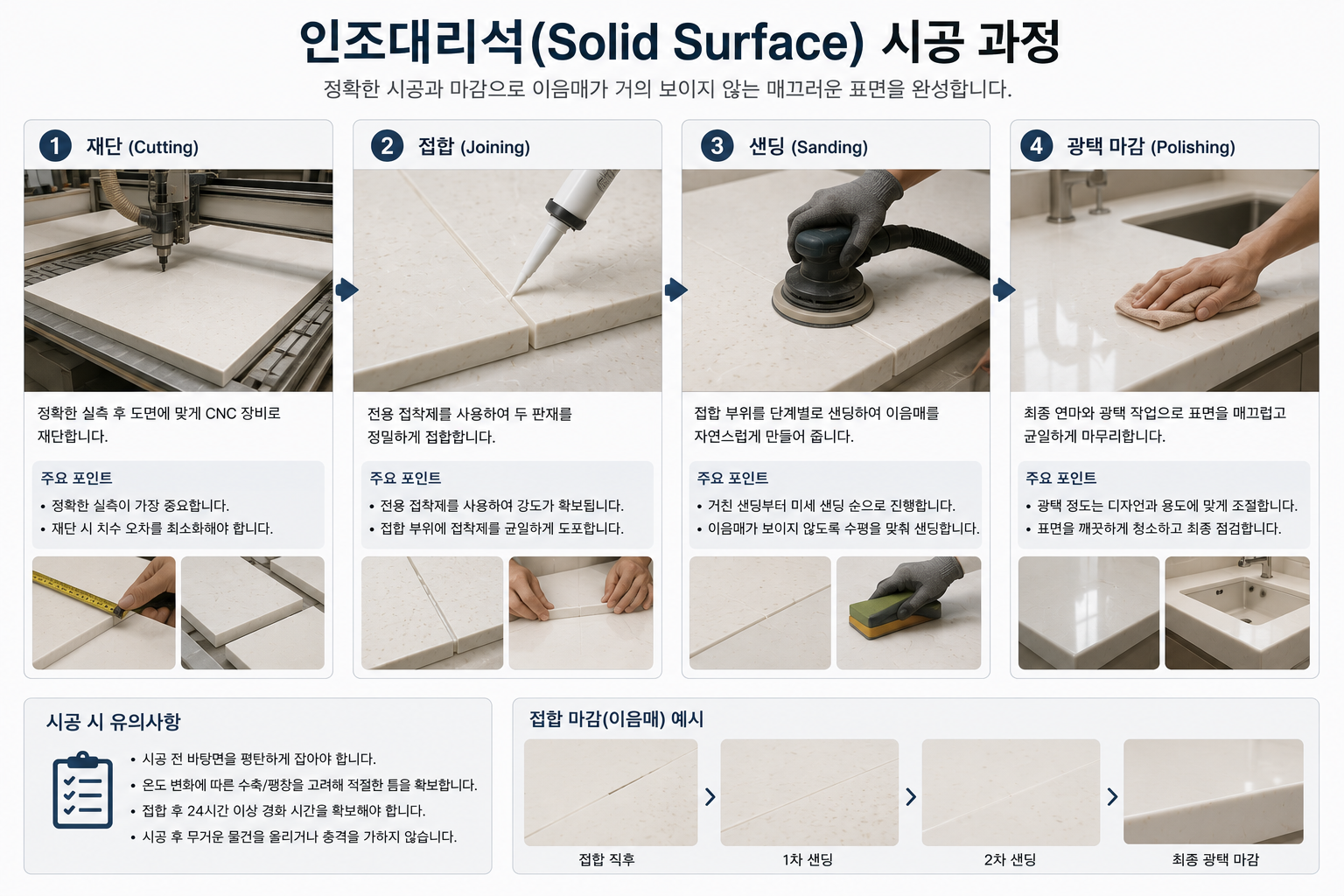 인조대리석 시공 과정