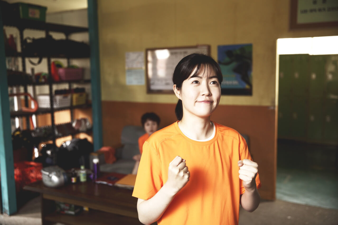 전국체전에 나갈 수 있게 되어 기쁜 마음에 열심히 해보겠다는 목표를 다지며 주먹을 불끈 쥐는 만복