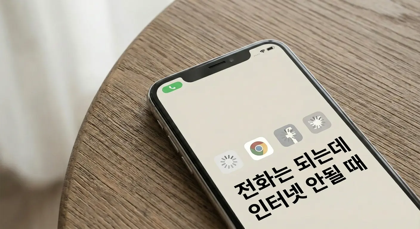 전화는 되지만 모바일 인터넷이 연결되지 않는 스마트폰 상황